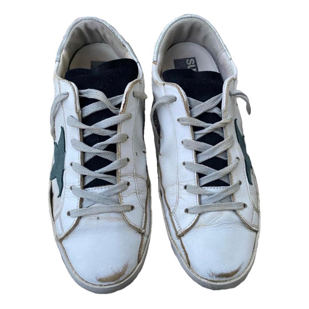 Golden Goose superstar low top GGDB silver white green sneakers 39 size 9